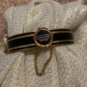 Authentic Coach Bangle / Bracelet | Gold & Black with Chain | Coach Accessories